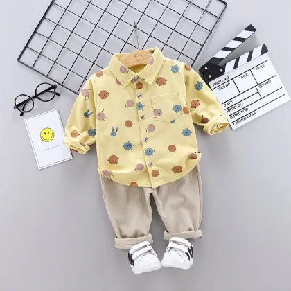 New baby full body printing boys shirts spring and autumn long sleeves toddler boys clothing kids clothing sets boys