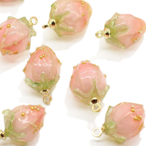 Commercio all&#39;ingrosso bellissimo fiore rosa ciondoli in resina 3D fai da te artigianato classico a forma di lanterna casa gioielli per feste negozio di ornamenti