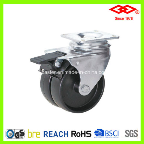 Black Nylon Twin Wheel Caster (P190-20B075X23DS)