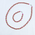 5mm leende pärlor rosa halsbandsarmband set