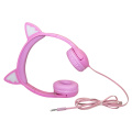 headphone anak-anak bercahaya LED telinga kucing