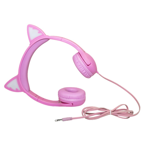 headphone anak-anak bercahaya LED telinga kucing