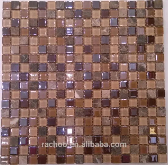 4mm dark emperador mix brown glass mosaic tile