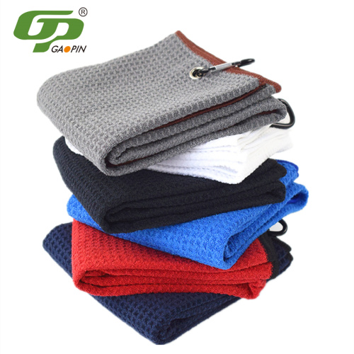 Tri-Fold Waffle Golf პირსახოცი Premium Microfiber ქსოვილის პირსახოცი