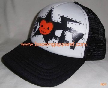 foam mesh trucker cap with iron stones