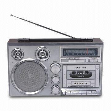 Wooden Radio, Cassette Recorder and Player with Nine SW Bands