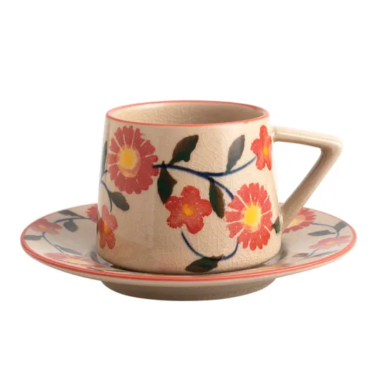 INS Simple Ceramic Creative Set: Steam Pitcher, Office Afternoon Tea, Stoneware Coffee Cup, and Dish