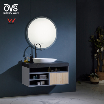 OVS CE Europe Wholesale Wood Basin Sink Wall Mount Mirror Waterproof Vanity Bathroom Cabinet