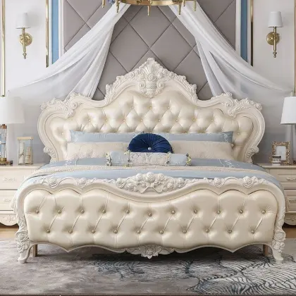 Nordic Modern Pine Wooden Bedroom Furniture & Bed