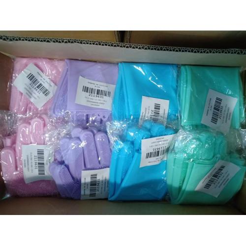 Heat resistant scrub silicone washing gloves