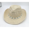 Sombrero de paja de papel de crochet de moda con hermosas cuentas