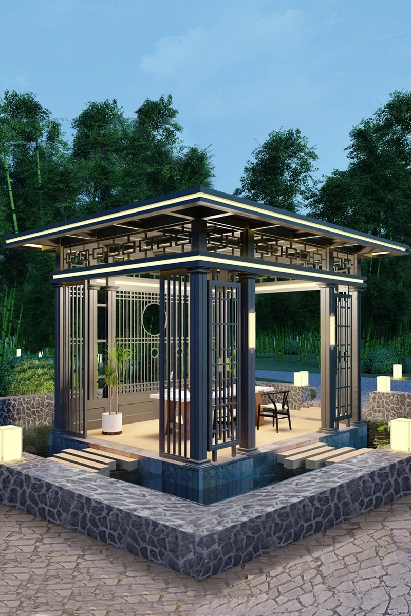 Galvanized Steel Metal Double Roof Aluminum Gazebo