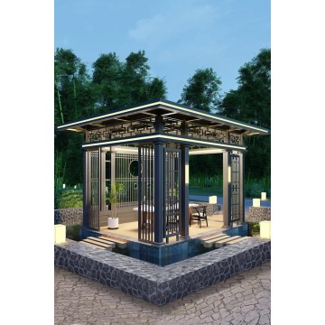 Gazebo en aluminium à double toit en métal en acier galvanisé