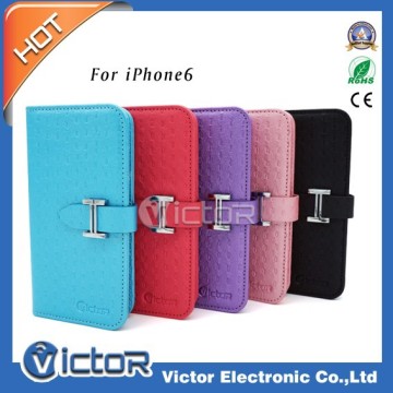Alibaba top selling Pu leather phone case flip cell phone cover punch case for Iphone 6