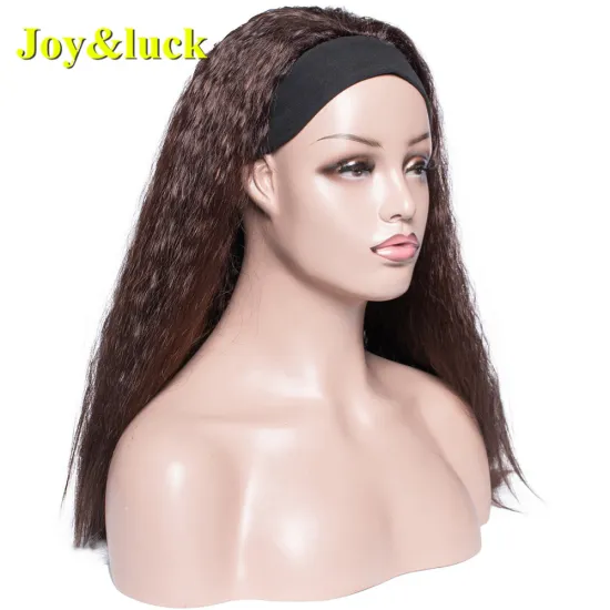 Wholesale African Head Band Natural Head Band Dark Brown Long Yaki Straight Headband Wigs for Black Women Synthetic Hair Wigs