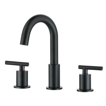 Black 8 Inch Widespread Lavatory Sink Faucet with 2 Handles - 3 Piece Bathroom Basin Set