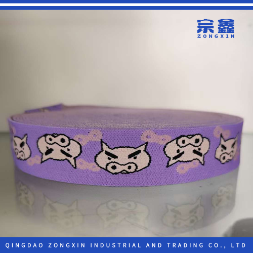 حزام مطاطي من قماش الجاكار ذو الرسوم المتحركة باللون الأرجواني للأطفال