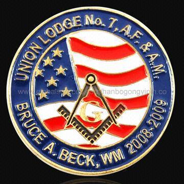 Masonic Coin, Customized Designs are Acceptable, Factory Low Price