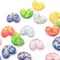 100Pcs New Mix Farben Glitter Gefülltes Harz Herz Flatback Cabochon Für DIY Phone Craft Dekoration