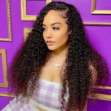 Brazilian 180% Density Full Lace Wig Curly Virgin Deep Curly Full Lace Human Hair Wig For Black Women