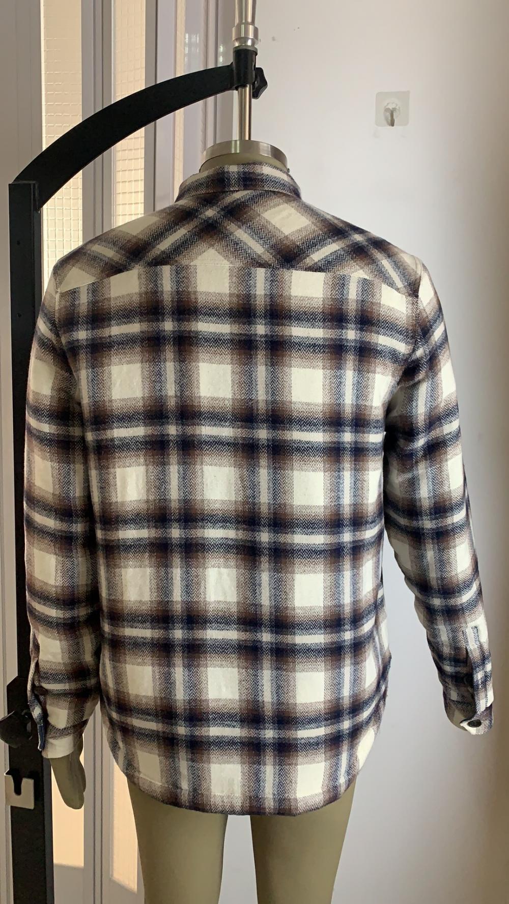 Mens Long Sleeve Plaid Quilted Sherpa Shirt Jacket