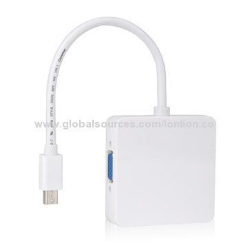 2014 Latest Design Mini DP to VGA + DVI + DisplayPort Adapter with 1,920 x 1,200P Video Resolution
