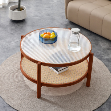 Elegant Double Round Coffee Table with Storage