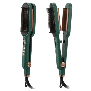 PTC Heating 2-in-1 Ceramic Hair Curler and Straightening Brush