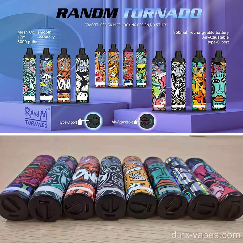 Randm tornado 6000 puff dengan kumparan mesh