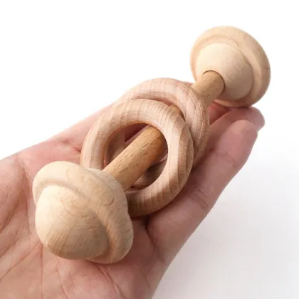 Organic beech rattle ring molar rattle toy
