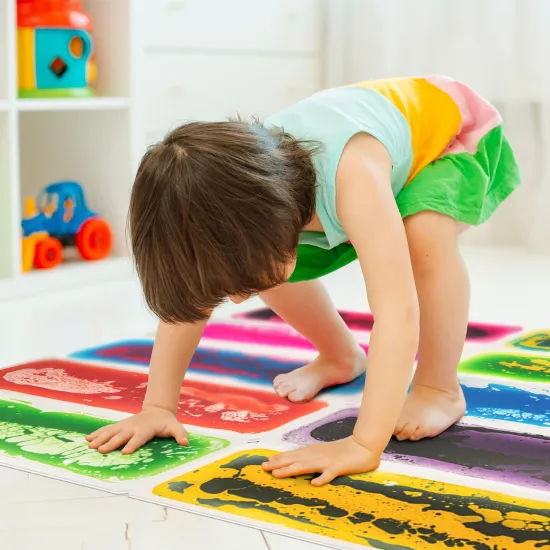Multi-Color Sensory Playmat: A Vibrant Home Decor and Artistic Floor Tile for Kids' Entertainment and Fluid Art Experiences