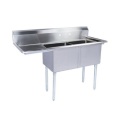 Freestanding 2 Compartment SInk With One Draninboard