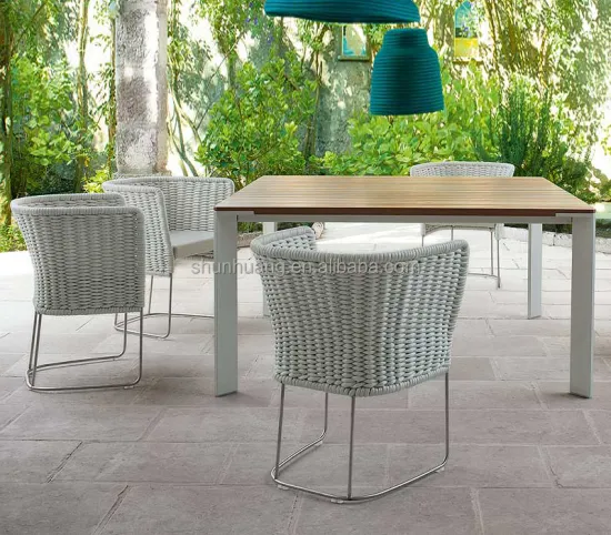 Colorful Rope Webbing Patio Furniture Set for Outdoor Dining in Restaurants
