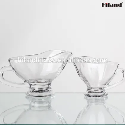 Clear glass gravy boats
