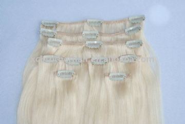 Best quality white clip in human hair extensions