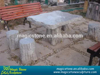 rustic park stone table and bench