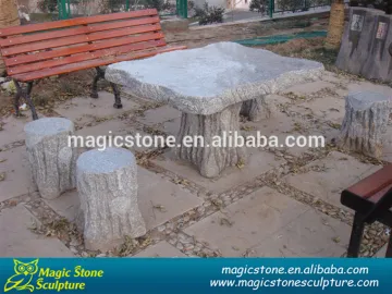 rustic park stone table and bench