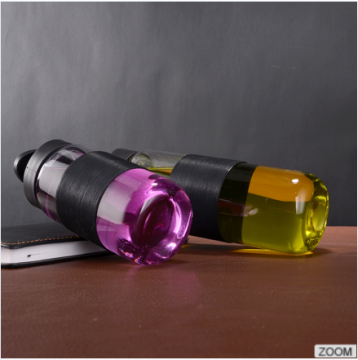 Custom Glass Water Bottle Design With Black Cap