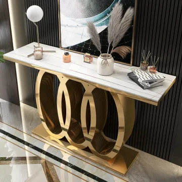Modern Luxury Marble Slab Console Table for Hallway Decor