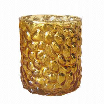 Gilt glass candle holder with special pattern