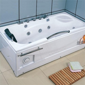 Modern 1.7m White Acrylic Whirlpool Bathtub with Six Big Jets for Family Use