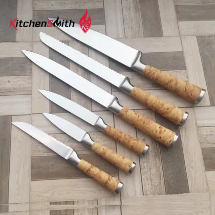 Kitchen Bread Knife with Wood pattern biomimetic handle