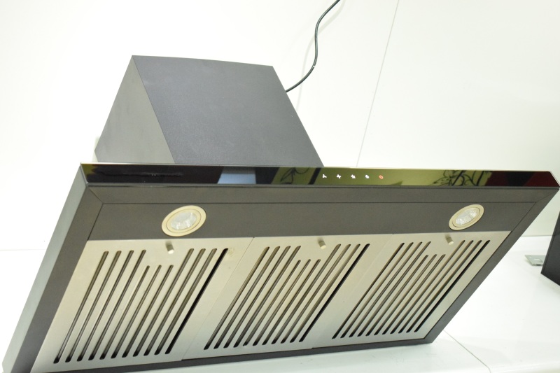 900mm Painted Black Heater Auto Clean Ventilation Hood Cooking Extractor Hood Smart Range Hood With Carbon Filter