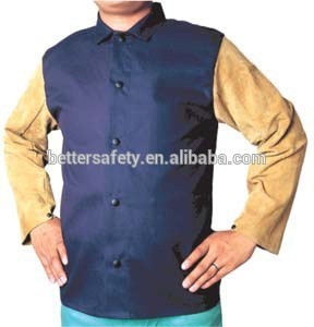 Leather Sleeves Blue FR Cotton Fire Retardant Clothing