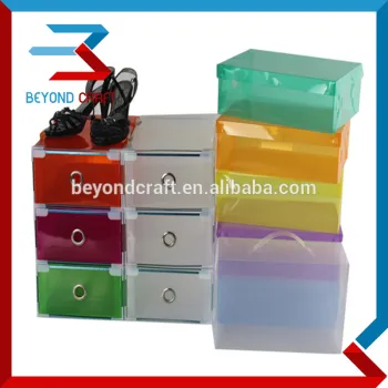 Best selling clear plastic PP shoe box with metal frame home storage box