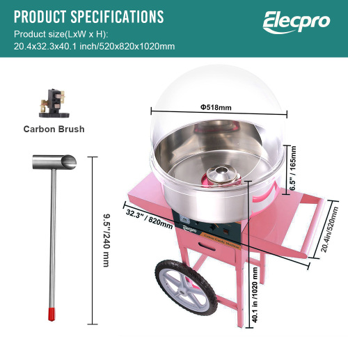 Cotton candy machine with cart Electric cotton candy machine with cart Factory