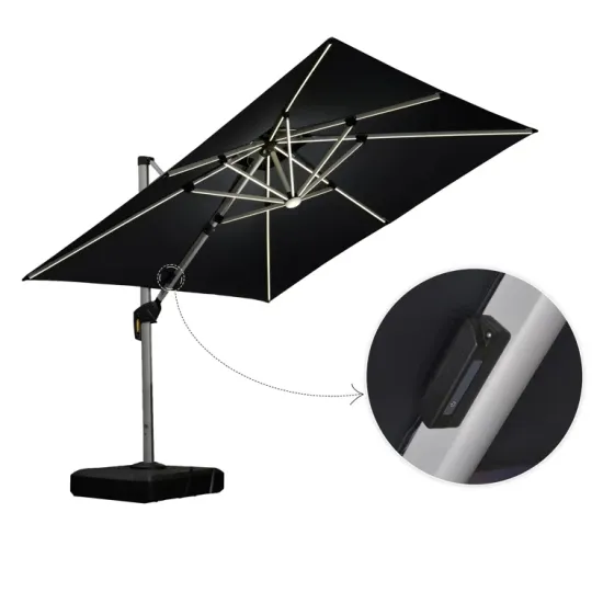 10x10FT Square Large Garden Cantilever Umbrella with Solar Lights