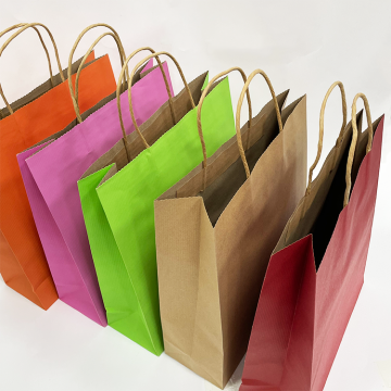 Eco-Friendly Brown Paper Bag with Custom Logo and Flat Handle for Gifts and Shopping