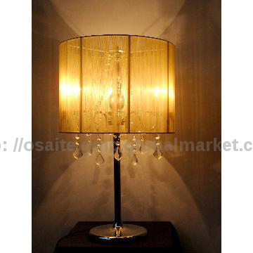 2013 Modern clear crystal string shade table lamp for hotel