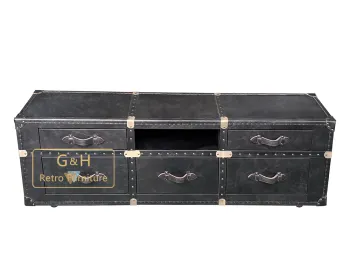 High Quality Leather TV Cabinet Console for Vintage Accent Living Room Furniture GH-L1063